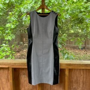 White House Black Market Vegan Leather Houndstooth Sheath Dress Size 10. NEW